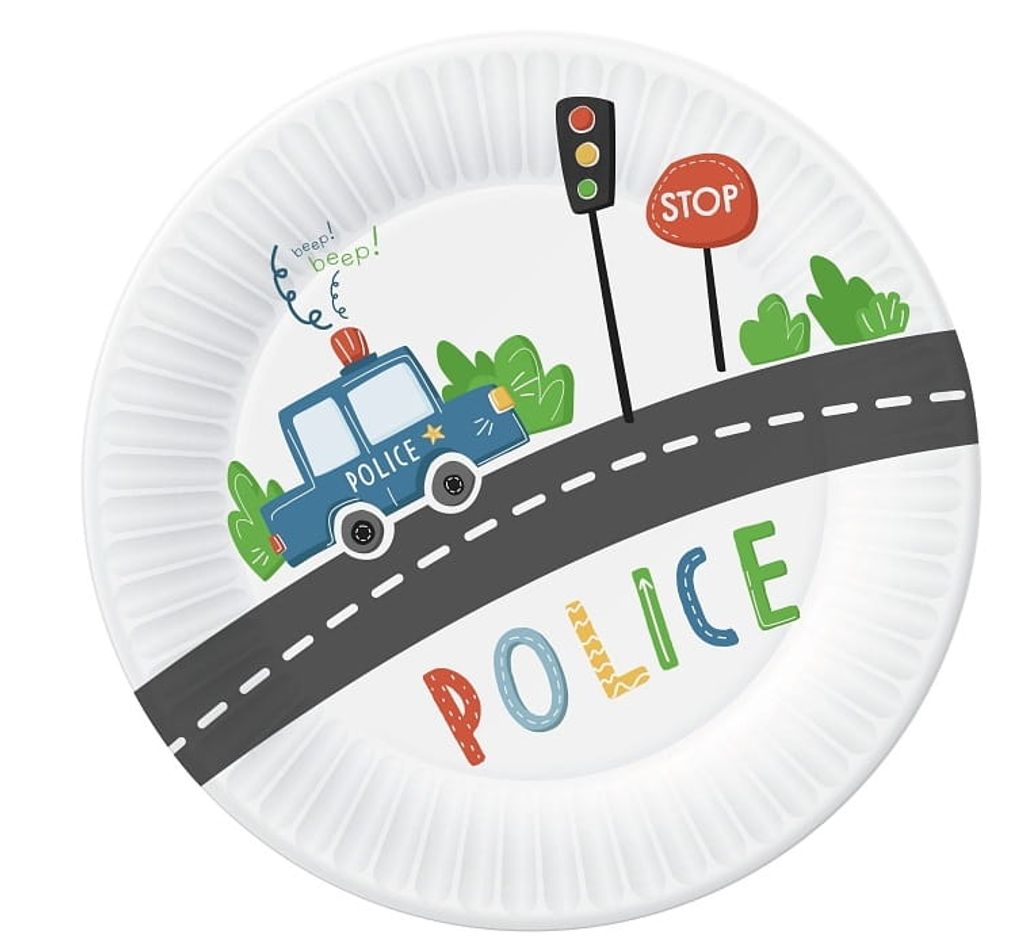Pappteller POLIZEI Geburtstag 18cm 6St.