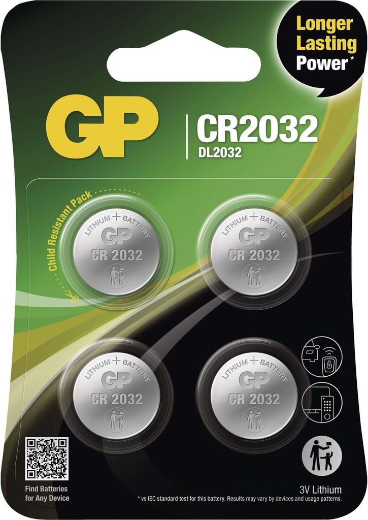 GP CR2032 CR2032 GP Lithium Knopzelle CR2032, Blister 4