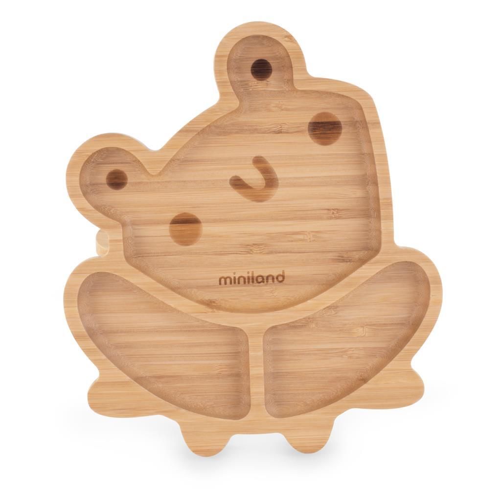 Miniland ECO-freundliches Set zum Essen nach der BLW-Methode aus Holz, Frosch
