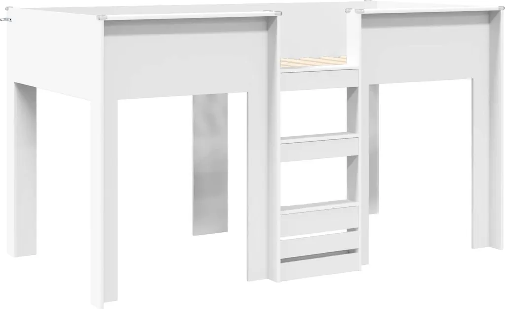Lit superposé blanc 100x200 cm bois composite avec échelle de sécurité