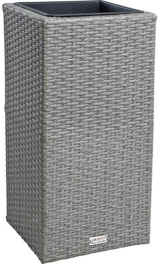 Polyrattan Blumenkübel Pflanzkübel 60 cm Rattan Blumentopf Übertopf Grau-Mix