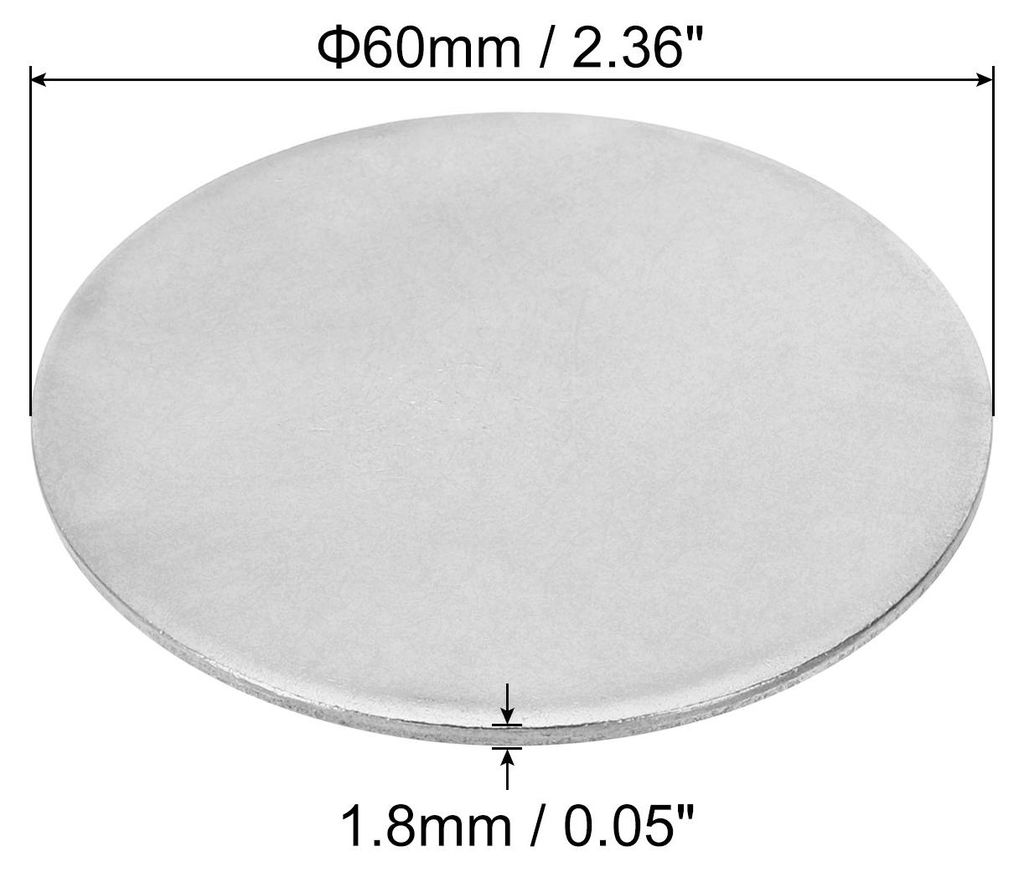 60mm Stahlplatte, 2 Stš¹ck Metall-Stanzrohlinge Tags Kreis Runde Metallplatte Schlag DIY 304 Edelstahl fš¹r Lasergravur Stanzhandwerk Namensschild