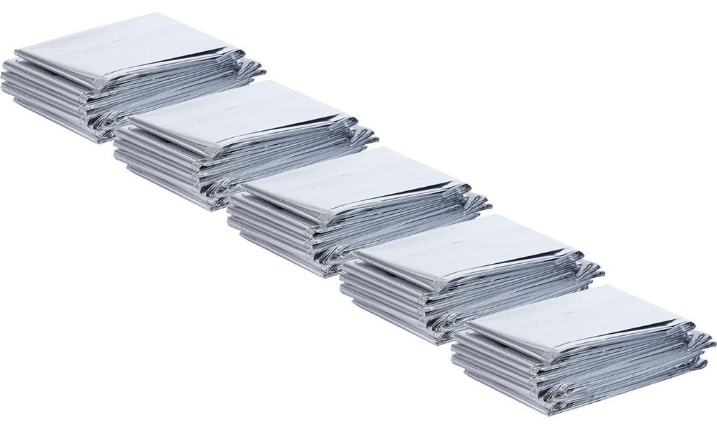 5er-Set Zuverlässige Rettungsdecke, 210 x 160 cm, silber - Produktbild 