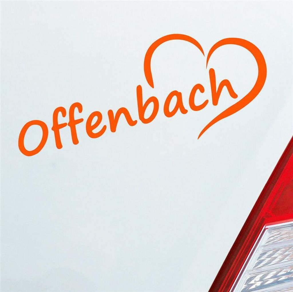 Auto Aufkleber Offenbach Herz Stadt City Liebe Love Heart 19x8 cm Orange Sticker Heckscheibenaufkleber