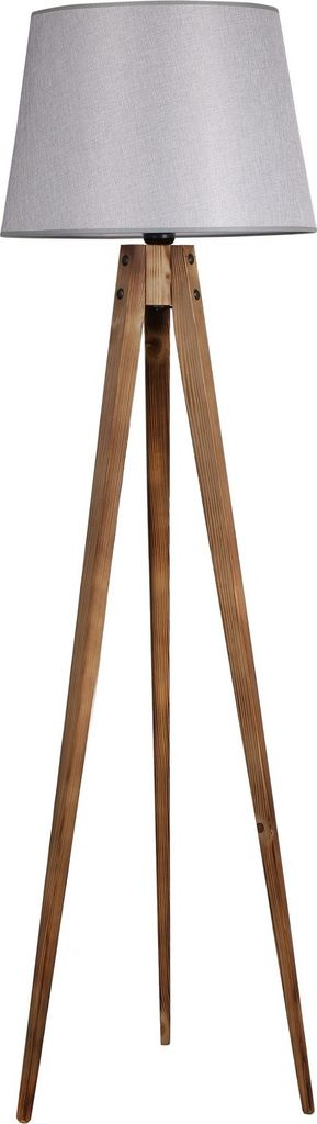 Opviq, Tripod Yanık Lambader Pramit Hasır Gri Abajurlu, Stehlampen, Braun, Holz, 45 x 45 x 160 cm