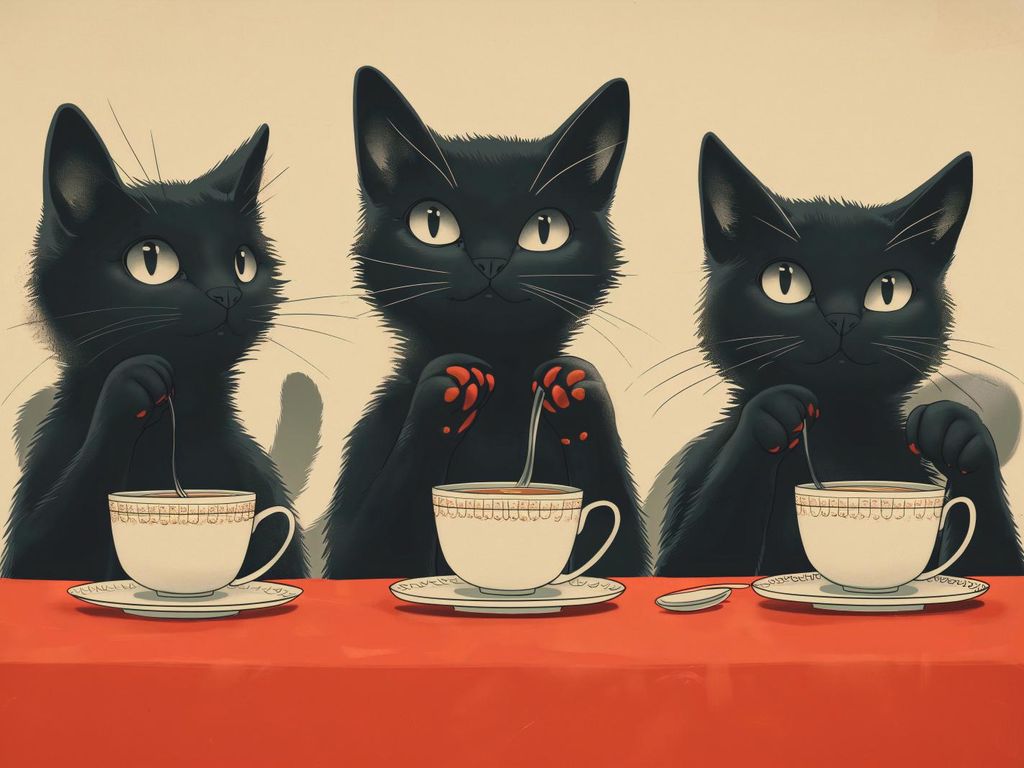 Plakat 20x15cm Schwarzes Katzenkaffee