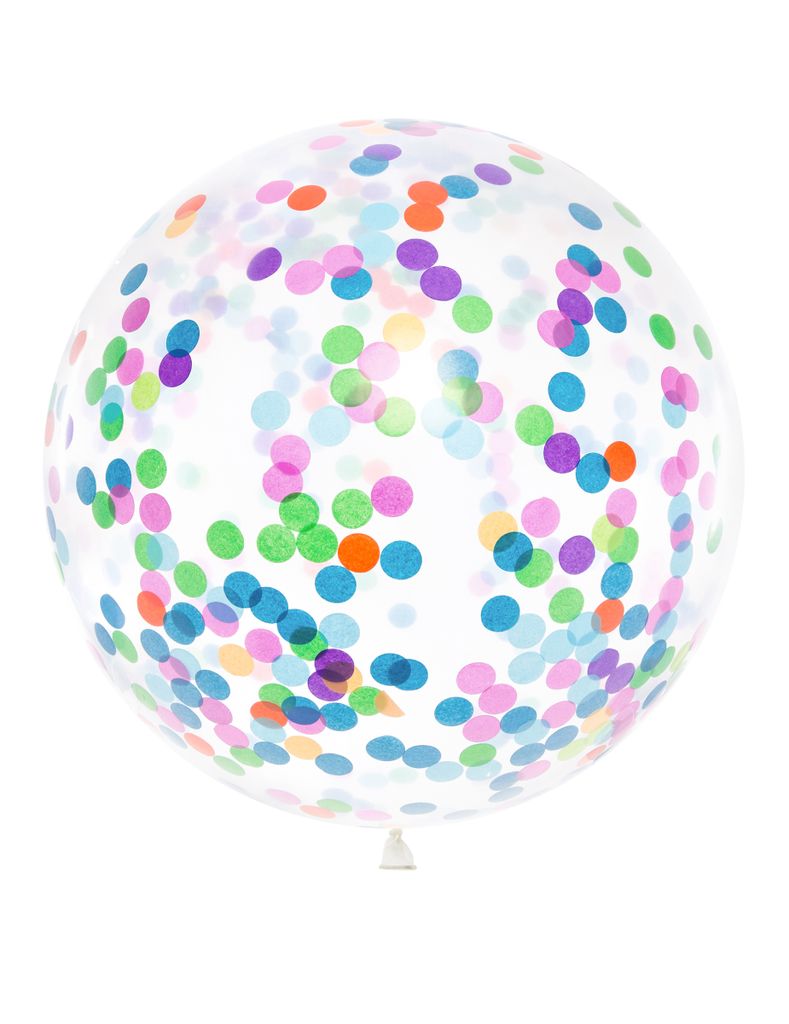 Riesenballon 1m mit buntem Konfetti, klar transparent