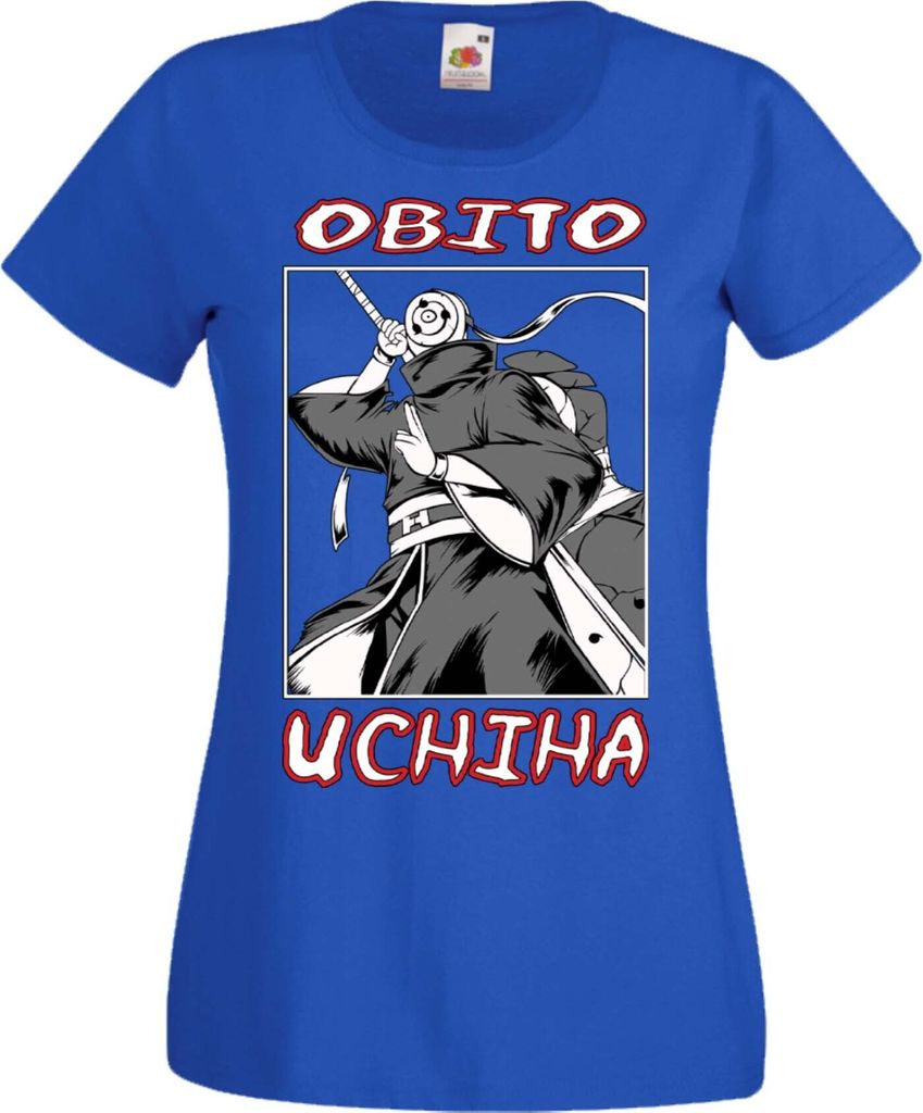 Damen T-Shirt Manga Anime Naruto Obito Uchiha, Lady S / Blau