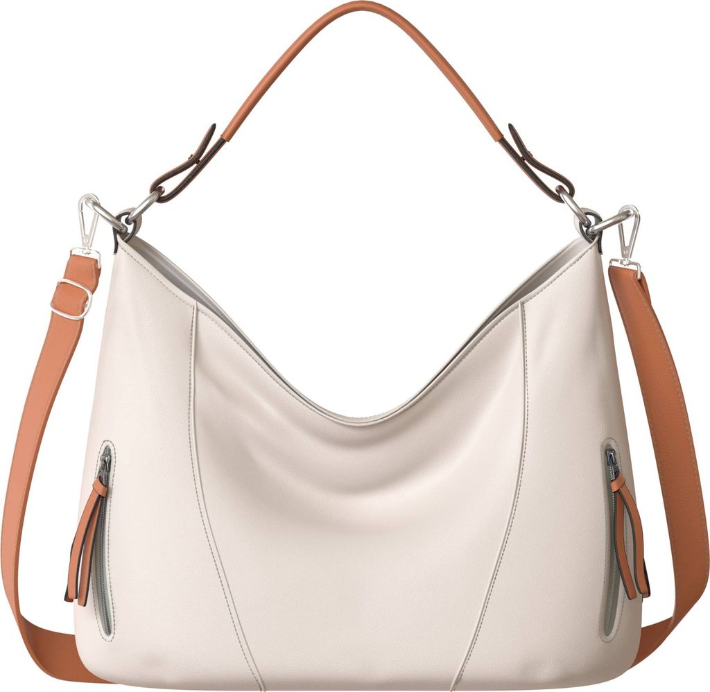 Damen Shopper Hand Henkel Tasche 30627 Beige/Brown