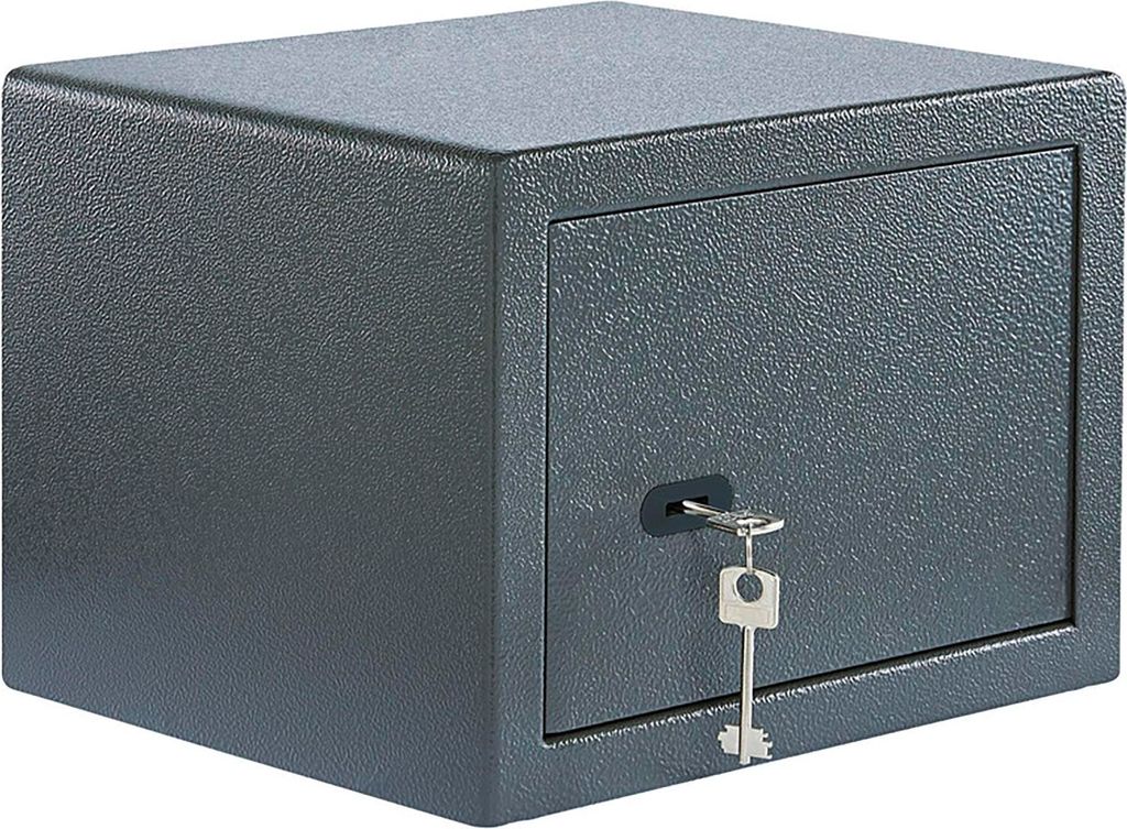 Burgwächter Tresor mit Schlüssel - Möbeltresor Pure Safe PS 120 K - Mini Tresor für Wand und Bodenbefestigung, Stahl anthrazit
