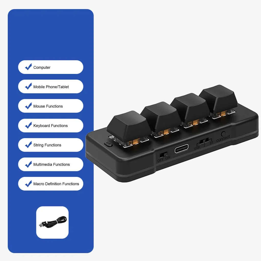 Clavier gamer RGB 4 touches Bluetooth programmable avec switchs bleus - 5