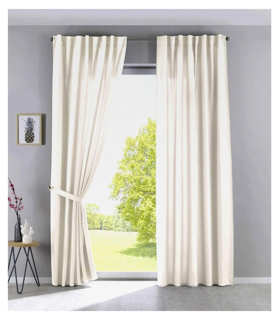 2er Set blickdichte Vorhänge mit verdeckten Schlaufen Cationic »JENA« HxB 225x140 cm Creme Leinenoptik