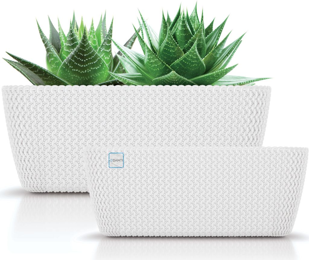 2X Blumentopf Dekotopf Blumenkasten Topf 29,7/39,7 cm Satz Pflanztopf Für Das Haus Weiß