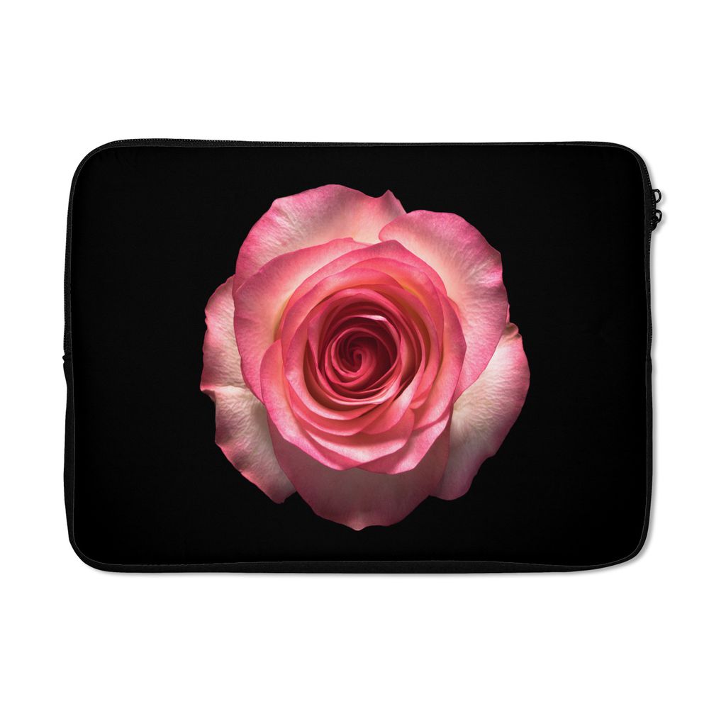 MuchoWow Laptop Hülle 13 Zoll Rosen - Rosa - Schwarz Laptoptasche - Laptophülle - Sleeve - Rundumschutz