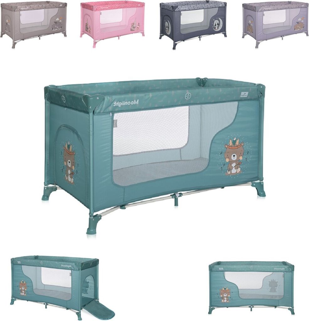 Lorelli Baby Reisebett Laufstall Moonlight seitliche Öffnung Tragetasche faltbar grün