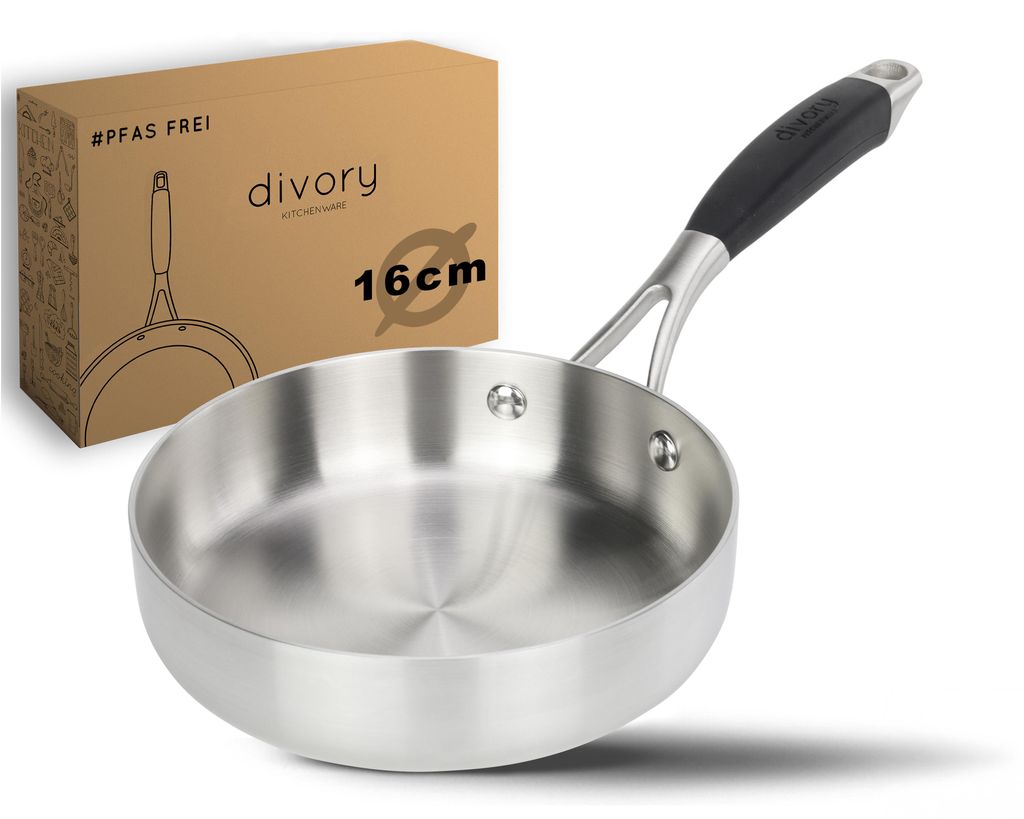 DIVORY Edelstahlpfanne 16cm – unbeschichtete Pfanne aus Produktbild 