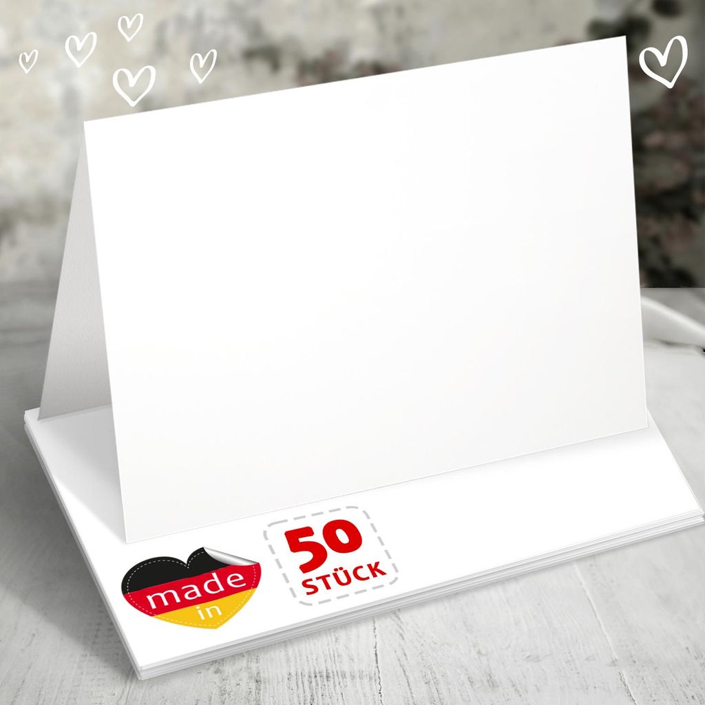 50 Tischkarten Blanko weiß, Hochzeit Geburtstag, DIY Produktbild 