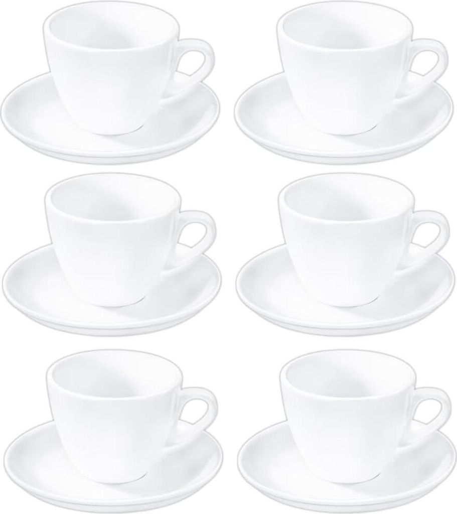 Juego de 6 tazas con platillo de 300 ml, color blanco, de Imagen del producto 