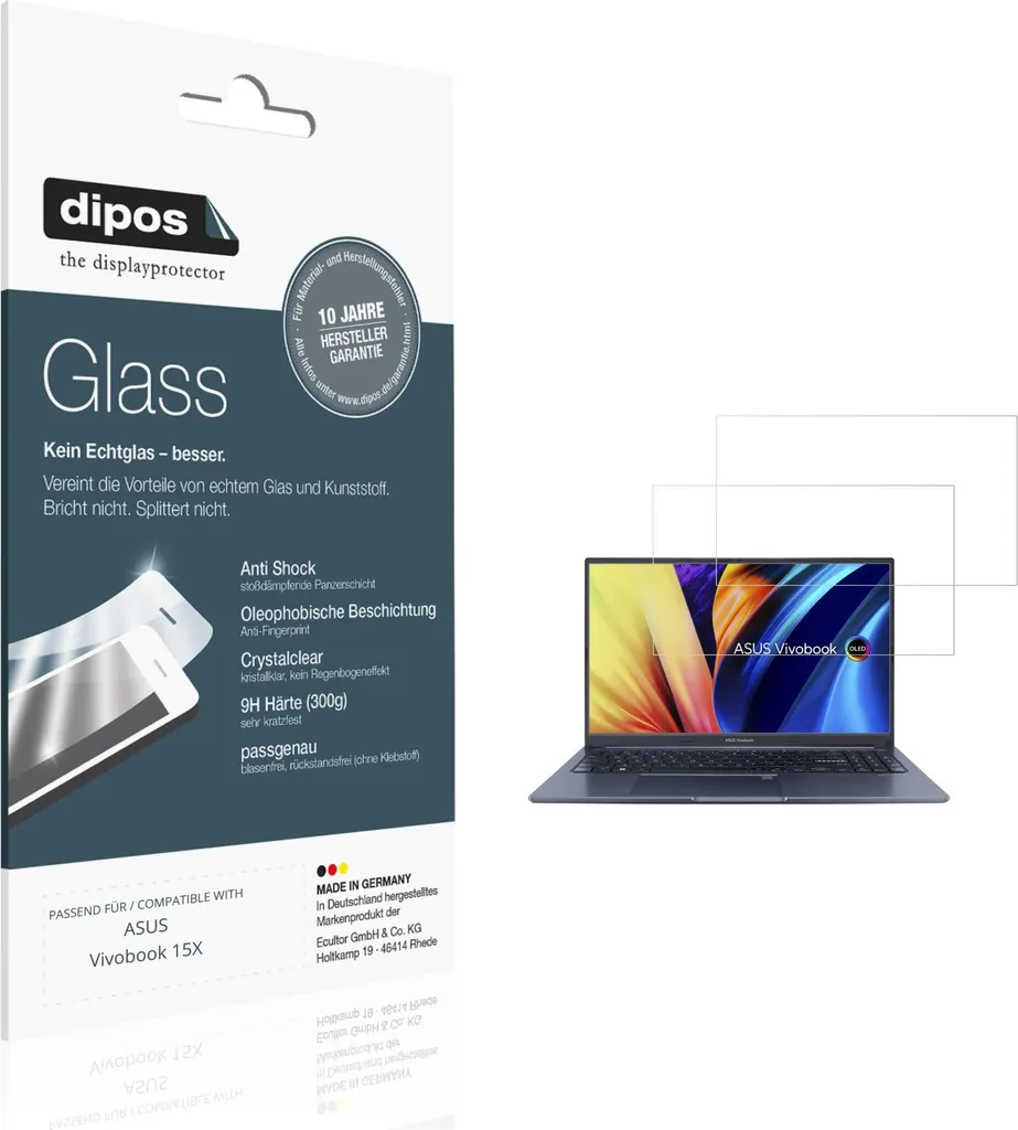 Verre Souple 9H ASUS Vivobook 15X Protection Écran Anti-Rayures Lot de 2