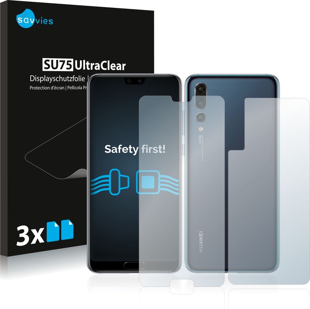 6x Savvies Schutzfolie für Huawei P20 Pro (Vorder + Rückseite) Folie Klar