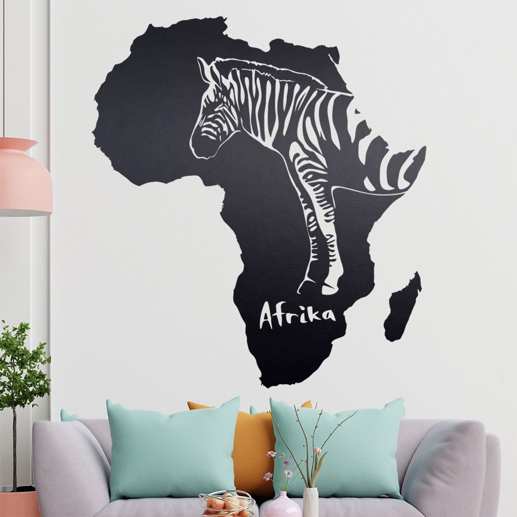 KIWISTAR Zebra u. Afrika Silhouette Umriss Wandtattoo in 6 Größen - Wandaufkleber Wall Sticker - Dekoration, Küche, Wohnzimmer, Schlafzimmer, Ba...