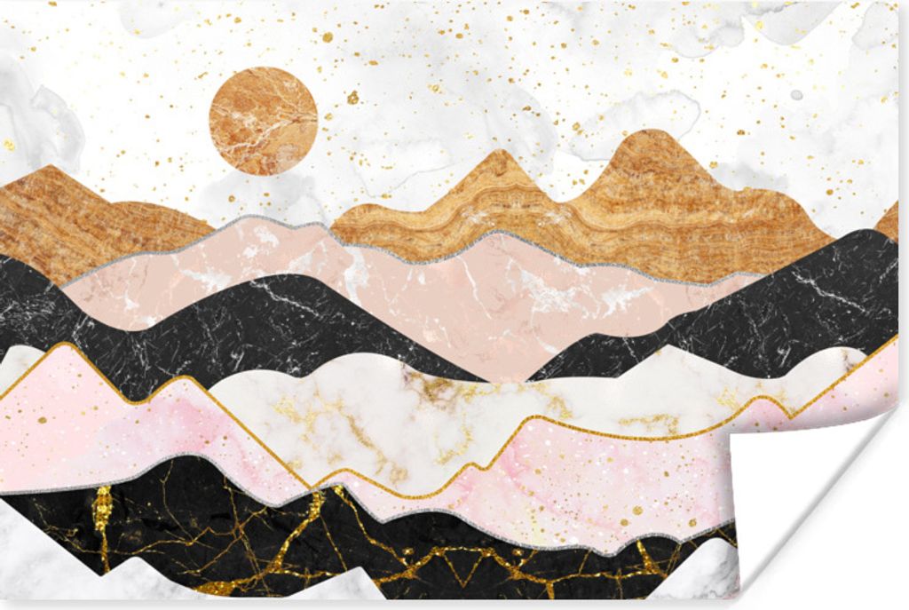 MuchoWow Poster Marmor - Gold - Pastell 180x120 cm - Fotoplakat