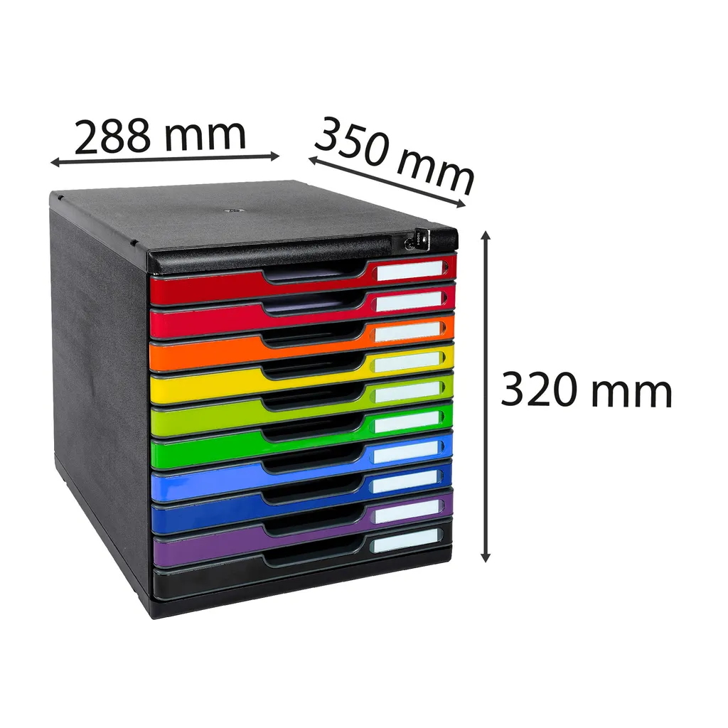 Exacompta Modulo 332798D Module de classement 10 tiroirs à clé Arlequin - 4