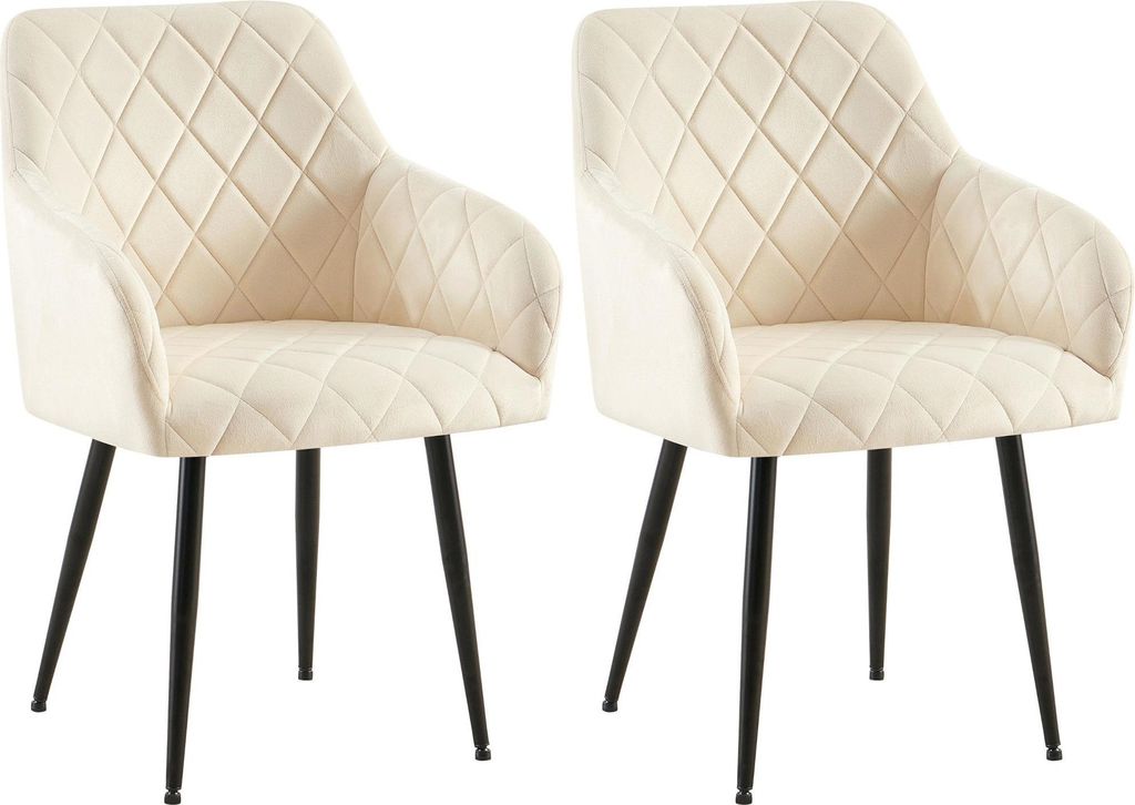 2er Set Esszimmerstuhl Monett Samt B - creme