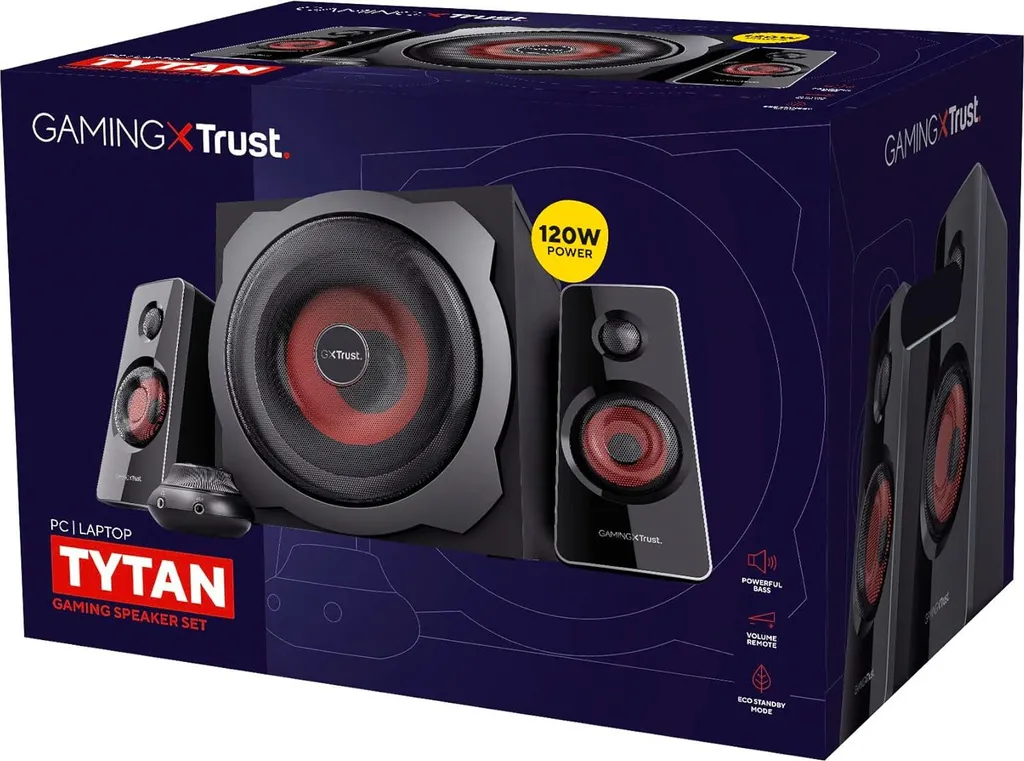 Système d'Enceintes PC 2.1 Trust GXT 38 avec Caisson de Basses Puissant