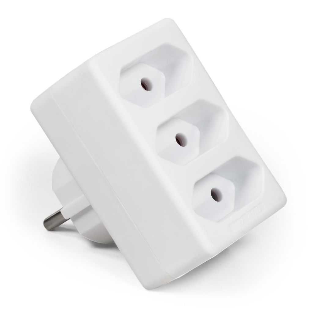 Steckdosenadapter McPower, 3 x Euro, Weiss Produktbild 