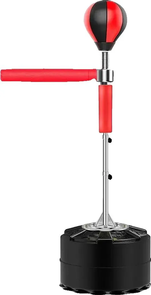 Set de sac de boxe avec barre réflexe 360° réglable en hauteur rouge