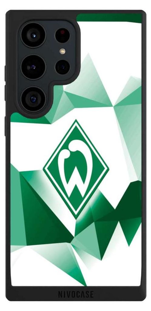 NIVOCASE Handyhülle für Samsung Galaxy S23 Ultra Hülle NIVOpure Case Schwarz Offizielles Lizenzprodukt SV Werder Bremen Tarnmuster