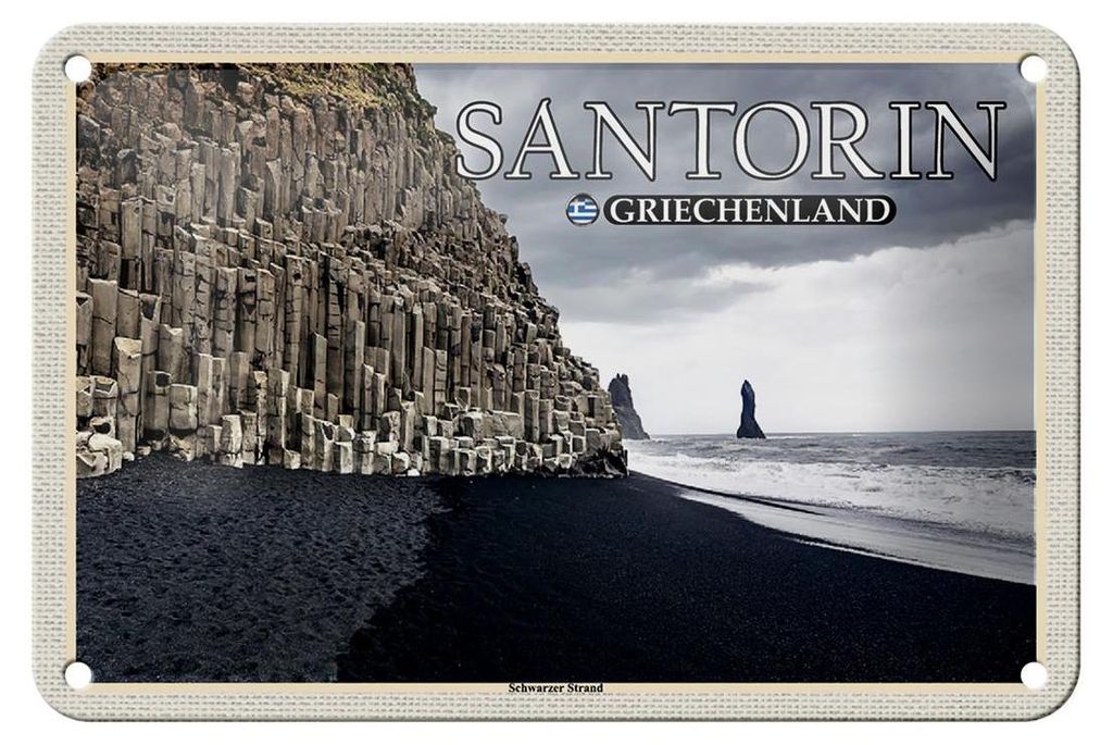 Blechschild Reise 18x12cm Santorin Griechenland Schwarzer Produktbild 
