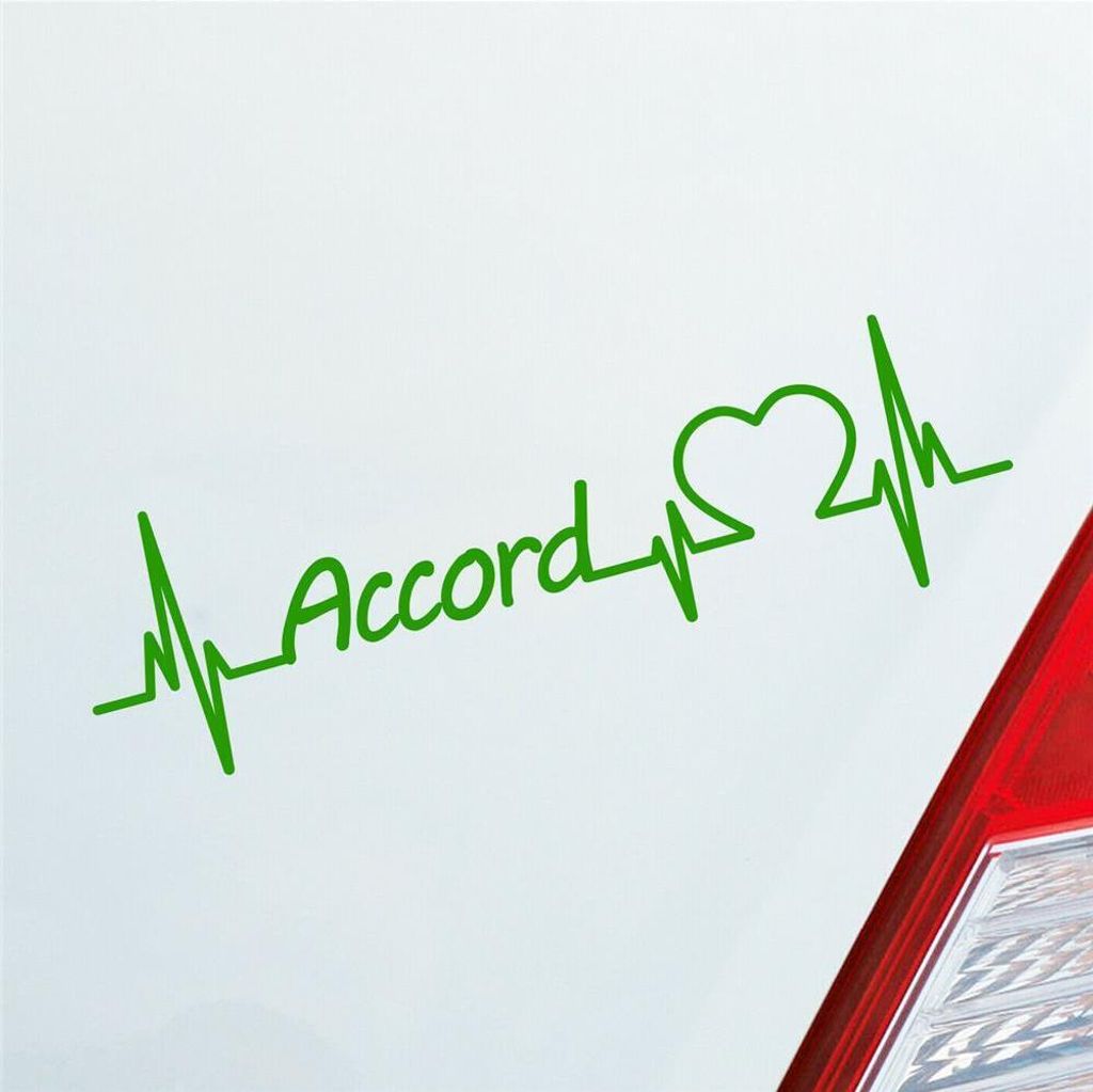Auto Aufkleber Accord Klang Musik Herz Puls Auto Car Liebe Love 19x6 cm Hellgrün Sticker Heckscheibenaufkleber
