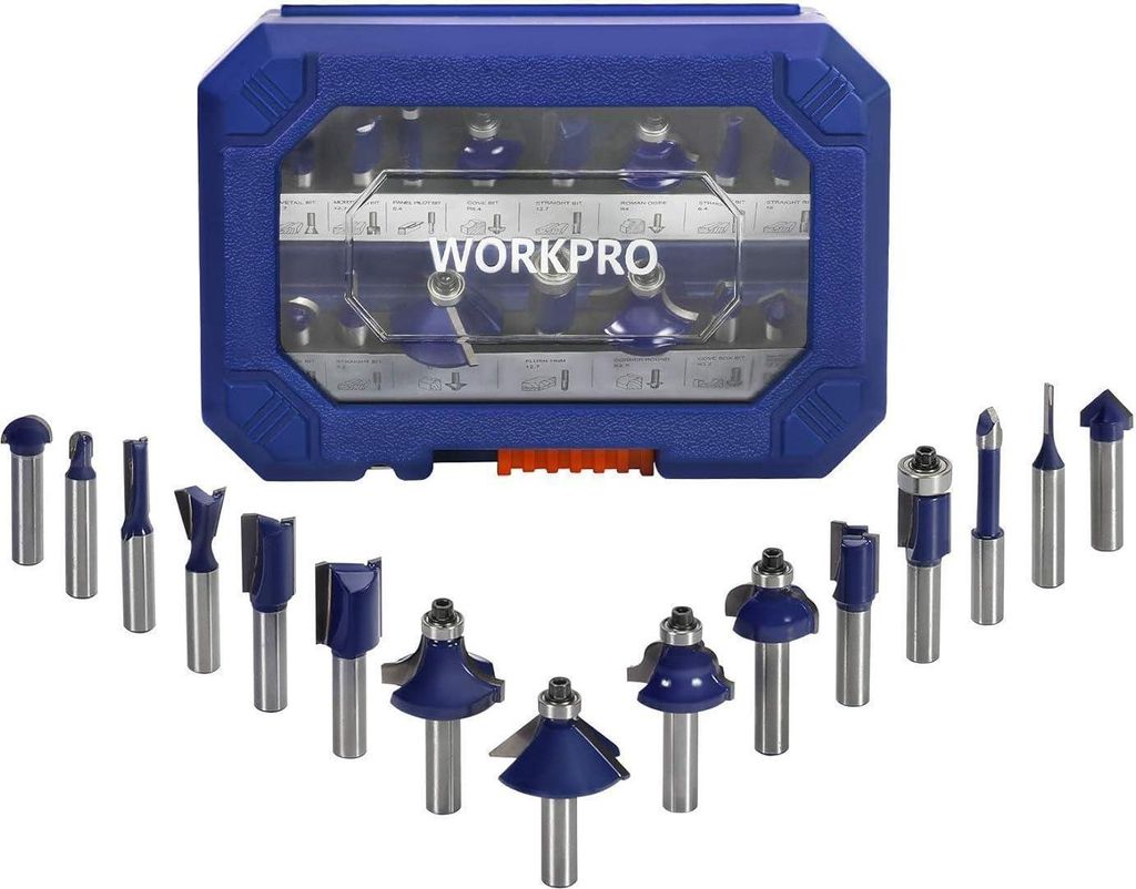 WORKPRO Set di frese da 15 pezzi con codoli da 8 mm in Immagine del prodotto 