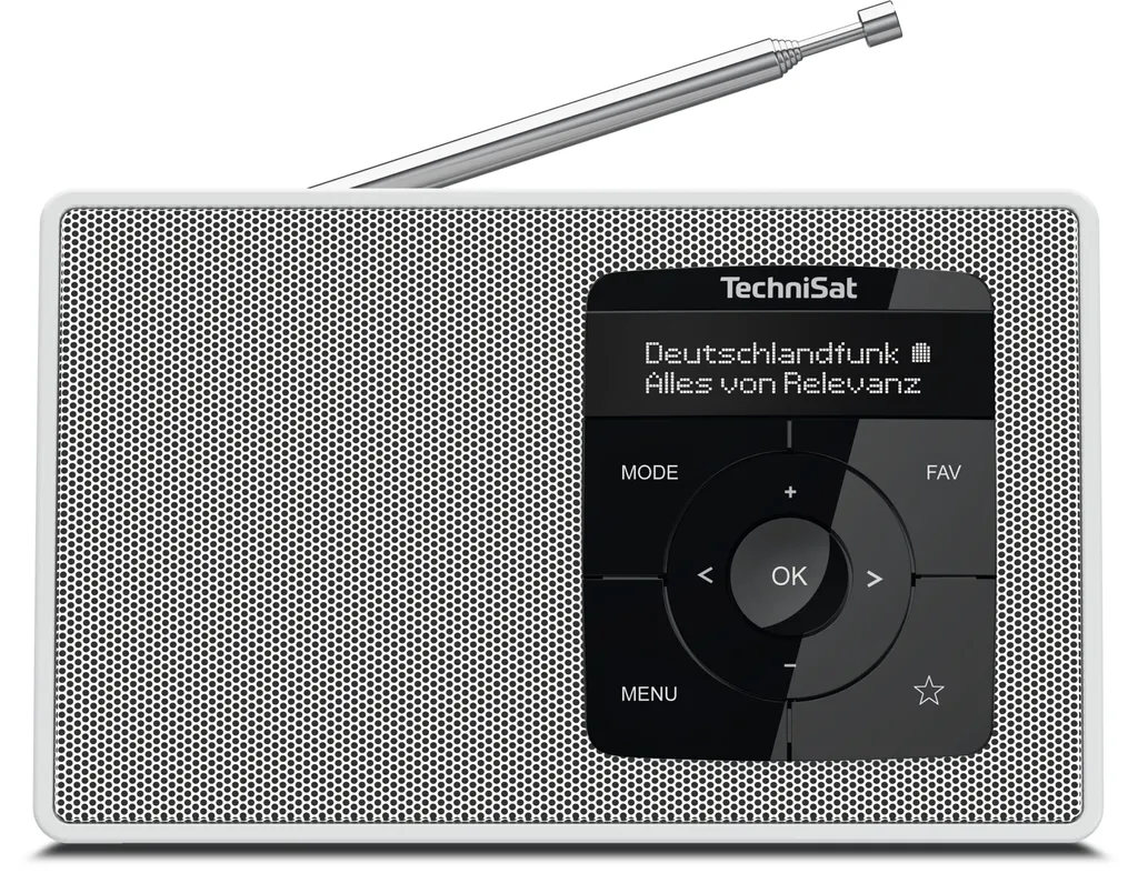Radio DAB+ Bluetooth avec batterie rechargeable et fonction réveil blanc