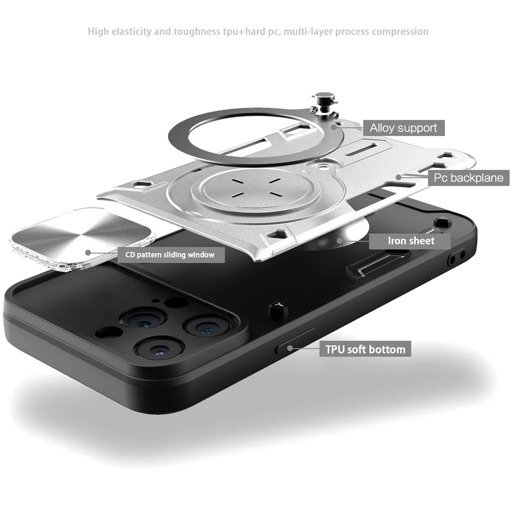 Custodia iPhone 13 Pro Max Argento Doppio Strato con Protezione Camera - 4