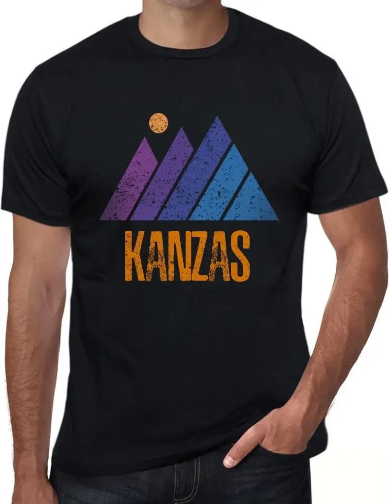 Herren Grafik T-Shirt Berg-Kanzas – Mountain Kanzas – Öko-Verantwortlich Vintage Jahrgang Kurzarm Lustige Druck Geburtstag Geschenk Mann