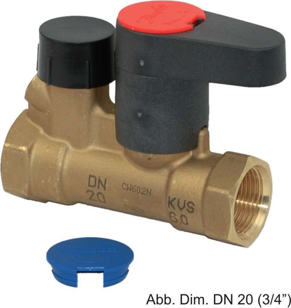 Danfoss Manuell. Strangabsperr-& Entleerv. LENO MSV-S DN15, 3/4" AG, 003Z4111