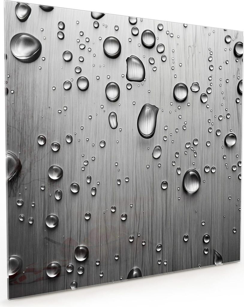 Küchenrückwand Spritzschutz Glas mit Motiv Wassertropfen auf Metall 40 x 40 cm