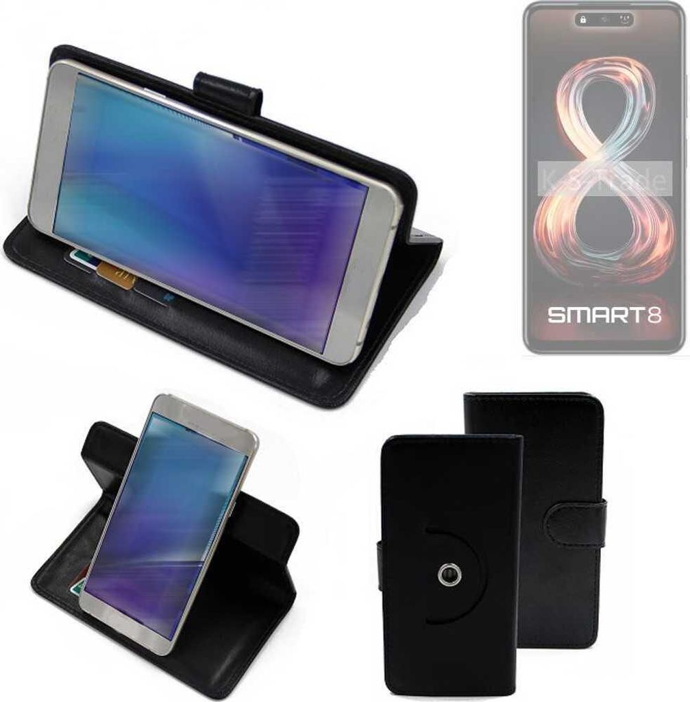 K-S-Trade Case Schutzhülle Handyhülle kompatibel mit Infinix Smart 8 Flipcase Smartphone Cover Handy Schutz Tasche Klapphülle Walletcase schwarz