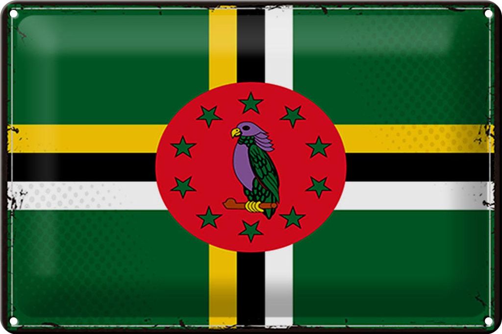Blechschild Flagge Dominicas 30x20cm Retro Flag of Dominica