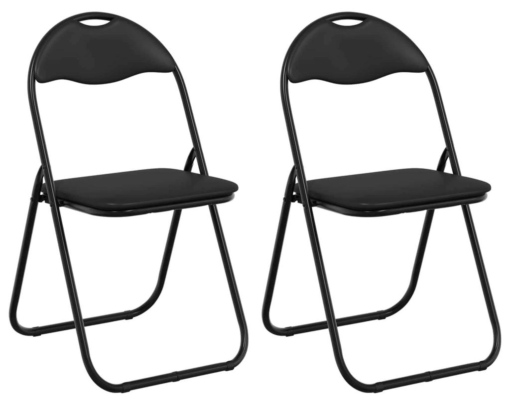 vidaXL Klappstuhl 2 pcs Schwarz 48 x 43,5 x 81 cm Kunstleder