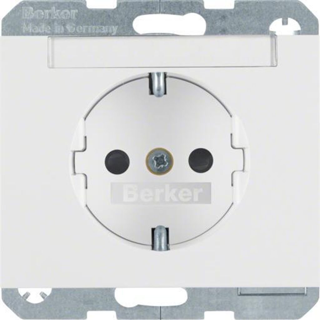 Berker 47387009 Steckdose SCHUKO mit Beschriftungsfeld polarweiß, glänzend Berker K.1