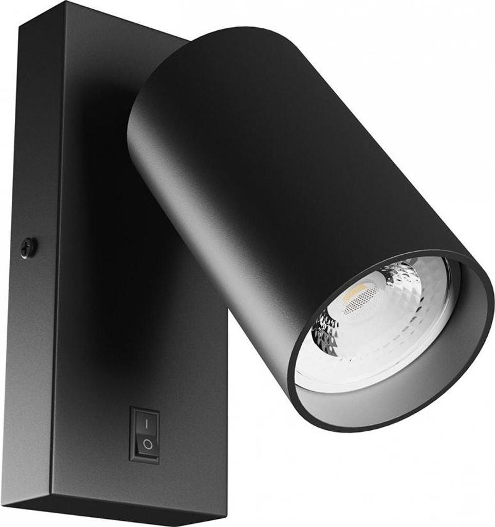 Spectrum LED Wandleuchte SQUALLA VARIOSA SWITCH GU10 mit Schalter IP20 rund schwarz max. 10W