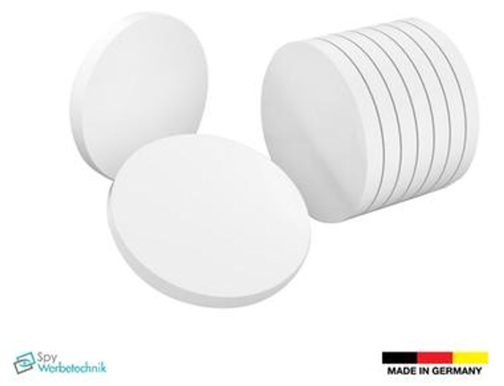 Set 10 Stück, Acryl, weiß glänzendes Plexiglas, rund, Produktbild 