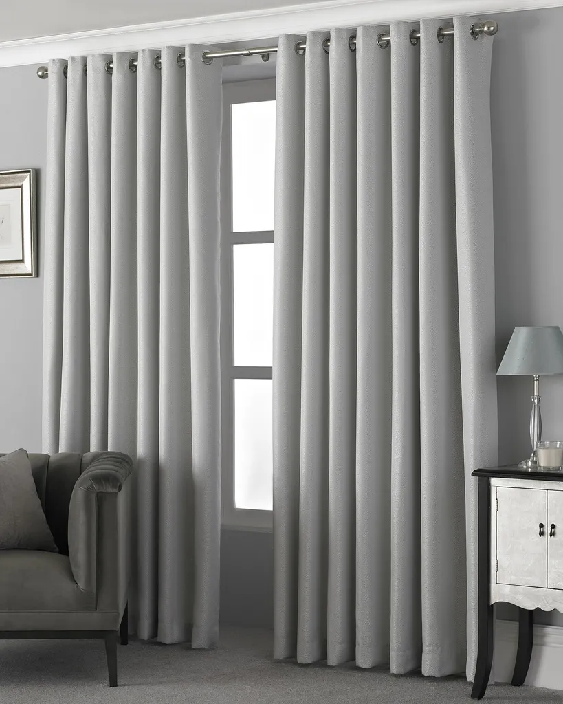 Paire de rideaux gris argentés à oeillets Pendleton pour salon