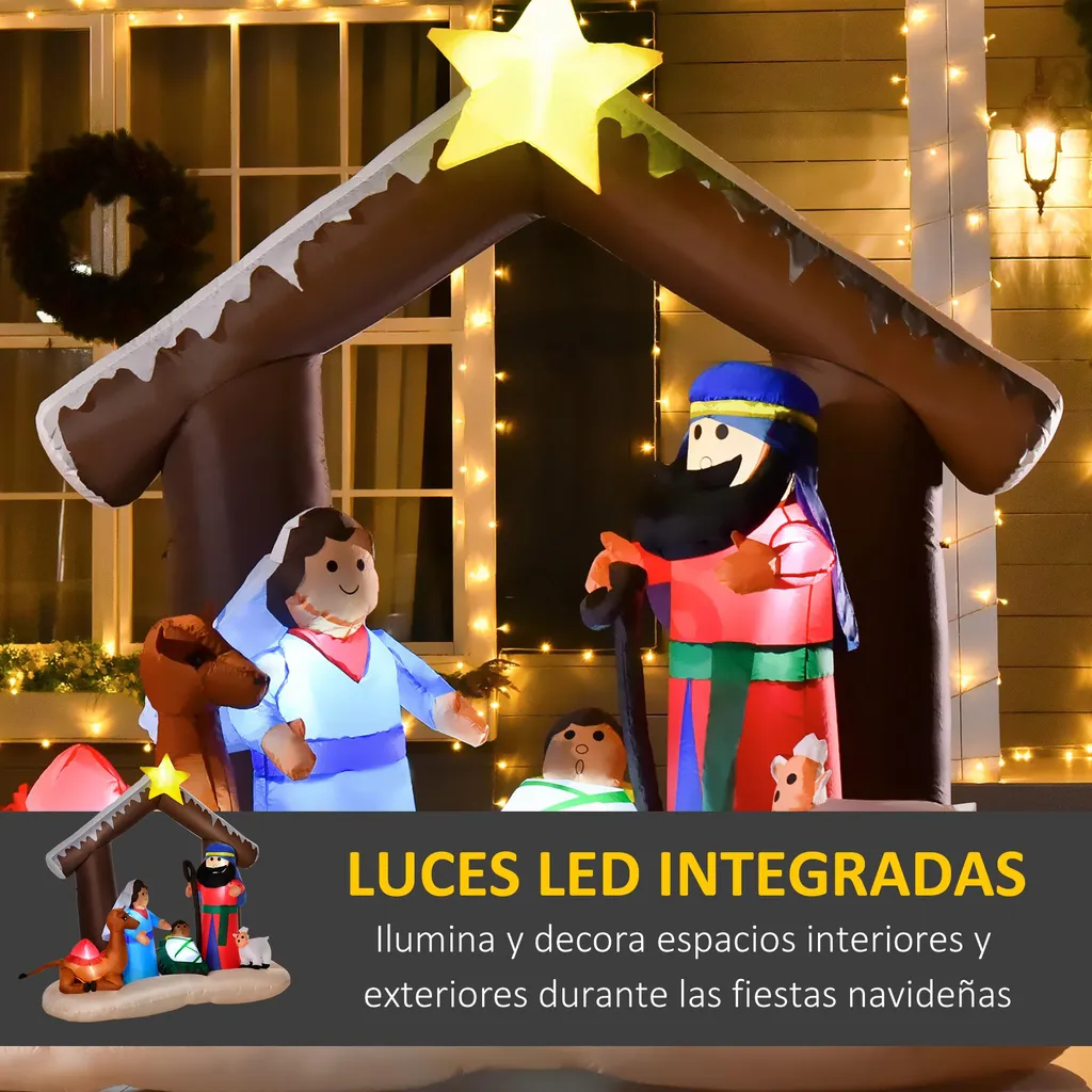 Structure Noël gonflable LED multicolore auto-gonflante pour jardin
