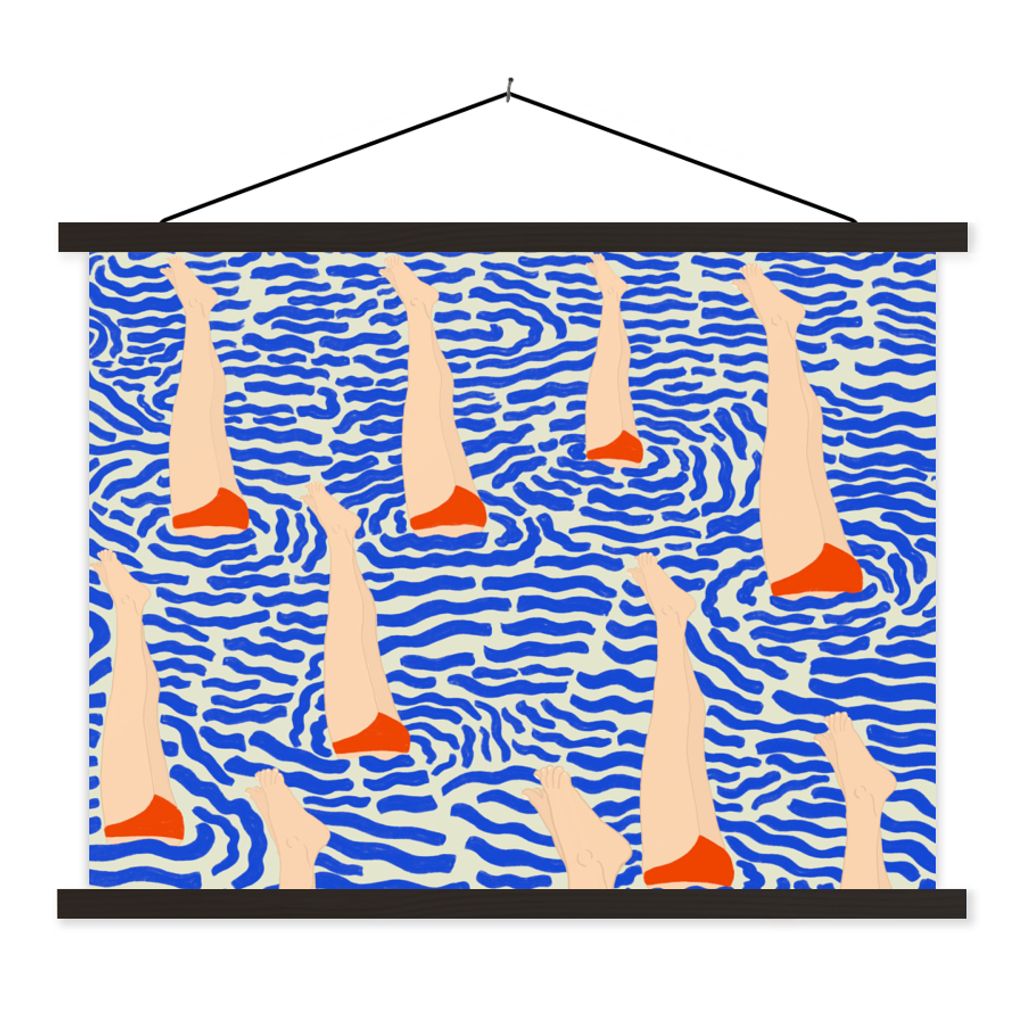 MuchoWow Textilposter Bein - Wasser - Vintage 150x113 cm mit schwarzem Rahmen - Wohnzimmer