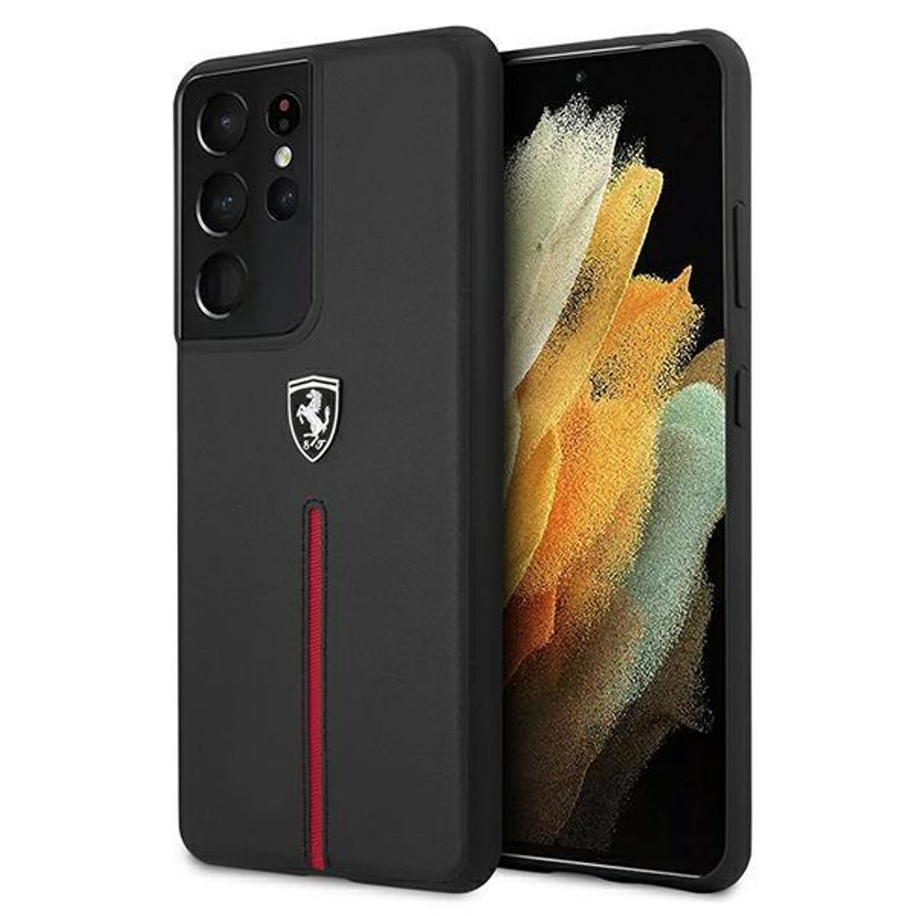 Ferrari FEOSIHCS21LBK S21 Ultra G998 schwarz/schwarz Hardcase Off Track Leder Nylon Stripe Schutzhlle